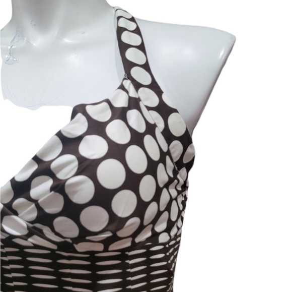 Calvin Klein Brown/White Polkadot Halter Summer Dress Women's Sz 12 - Picture 3 of 10